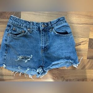 Topshop Ripped Blue Jean Shorts